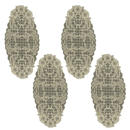 Heritage Lace 12 x 24 in. Floral Trellis Doilies, Linen - Set of 4 FT-1224L-S
